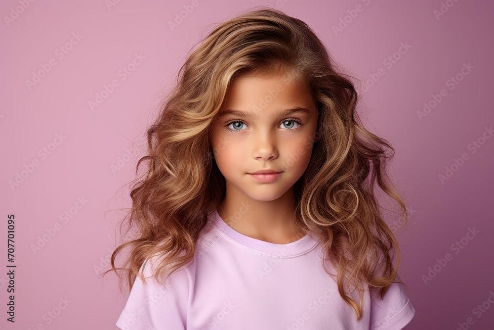 Portrait of a beautiful little girl with long wavy hair. Portrait of a beautiful little girl with long wavy hair.