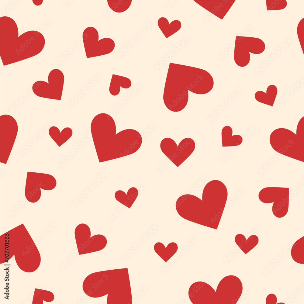Seamless pattern of hearts on white background. Valentines day concept. Love concept.	