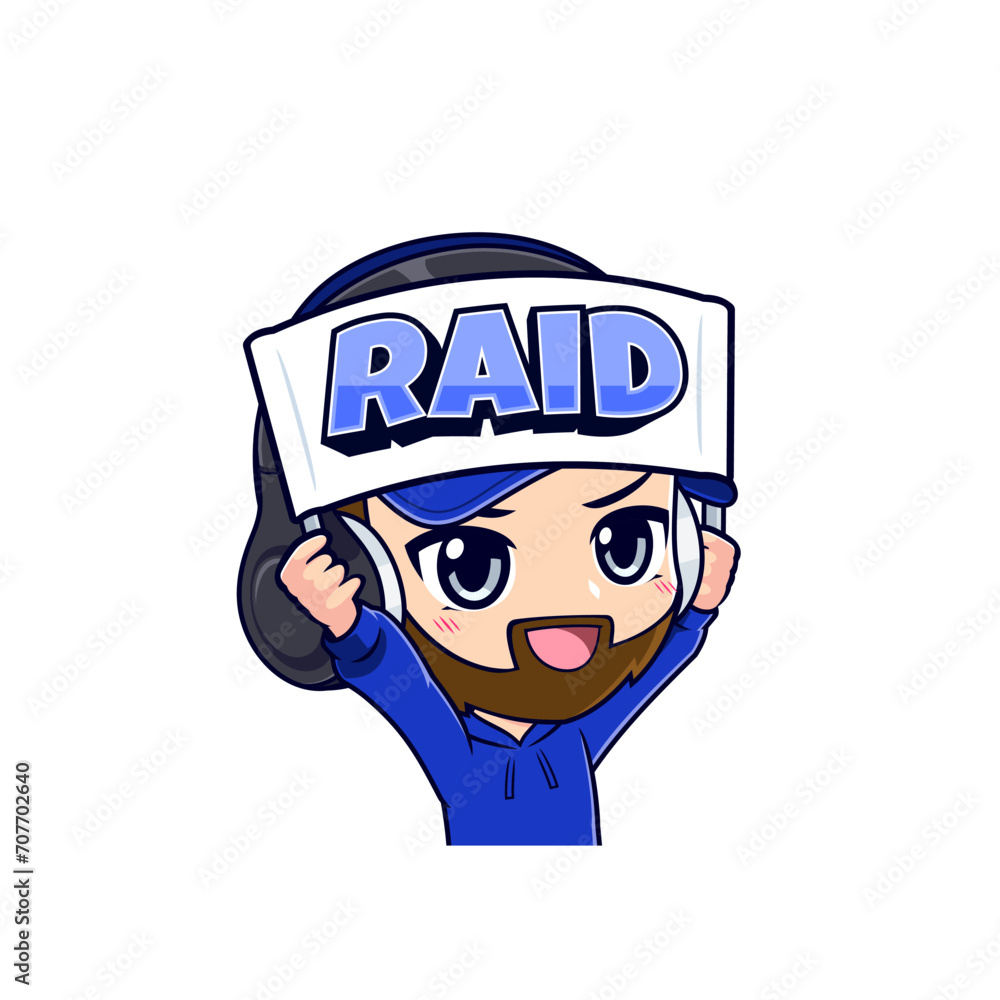 Gamer holding banner cartoon sticker mascot logo vector Gamer holding banner cartoon sticker mascot logo vector