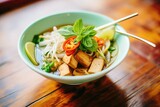 pho bowl with tofu and vegetables for vegans