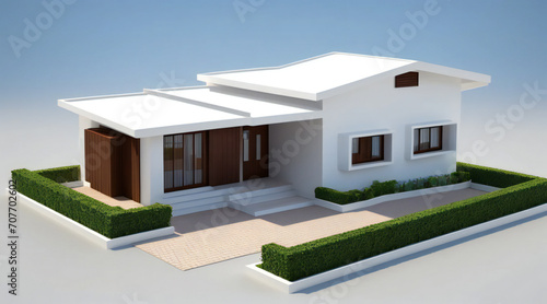 3d rendering of modern cozy house isolated on white background