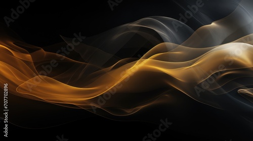 Abstract Essence: Golden Swirls and Elegant Smoke Dance in Darkness. Generative AI © Gelpi