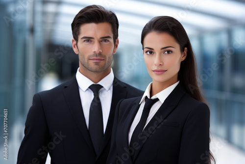 coworking man and woman in formal wear in office space. business people