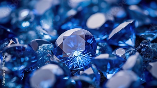 Seamless blue Sapphire background with a radiant shine, showcasing a captivating texture photo