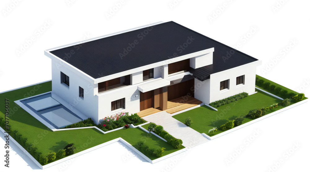 3d rendering of modern cozy house isolated on white background 3d rendering of modern cozy house isolated on white background