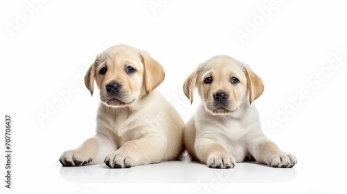 Two beige Labrador Retriever Puppies