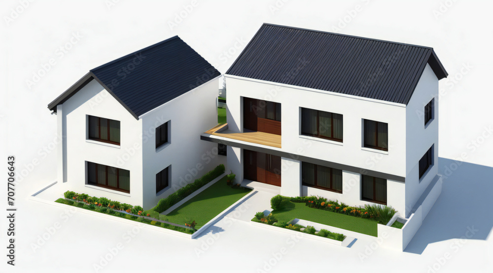 3d rendering of modern cozy house isolated on white background 3d rendering of modern cozy house isolated on white background