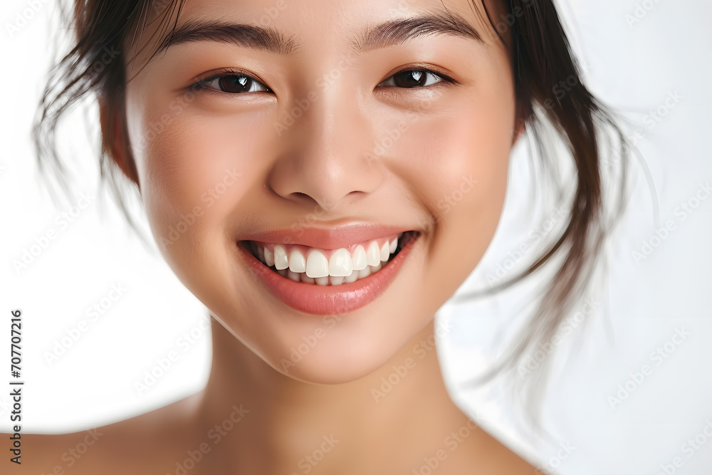 Young Asian woman close up portrait. Model woman laughing and smiling. Healthy face skin care beauty, skincare cosmetics, dental. Young Asian woman close up portrait. Model woman laughing and smiling. Healthy face skin care beauty, skincare cosmetics, dental.