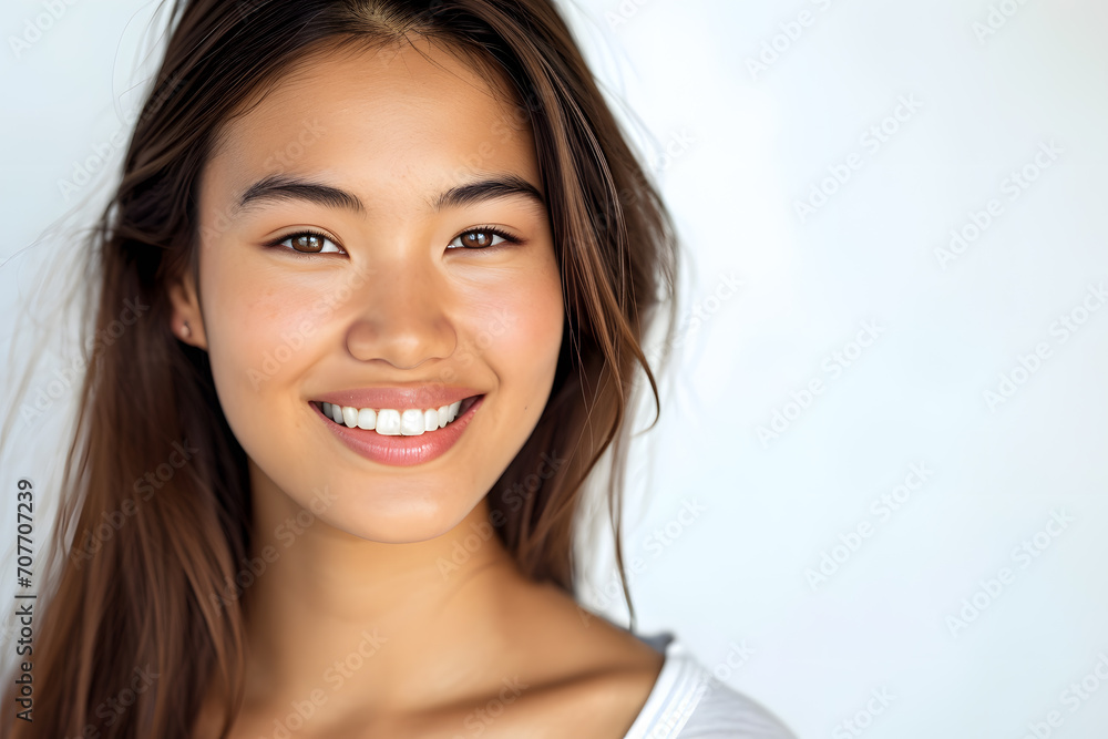 Young Asian woman close up portrait. Model woman laughing and smiling. Healthy face skin care beauty, skincare cosmetics, dental. Young Asian woman close up portrait. Model woman laughing and smiling. Healthy face skin care beauty, skincare cosmetics, dental.