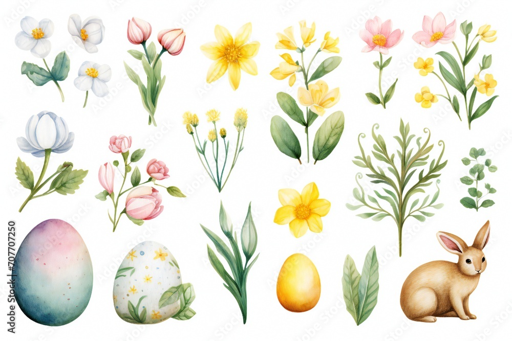 Watercolor Easter clip art on white background Generative AI