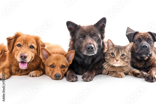 cats and dogs in a studio together with white background photography bright 