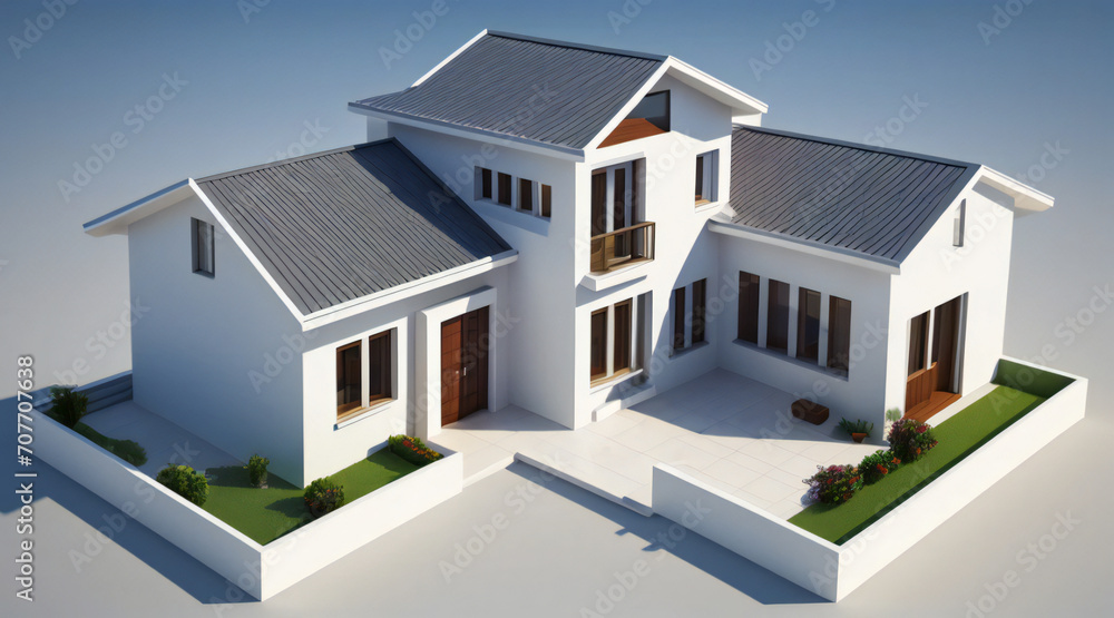 3d rendering of modern cozy house isolated on white background 3d rendering of modern cozy house isolated on white background