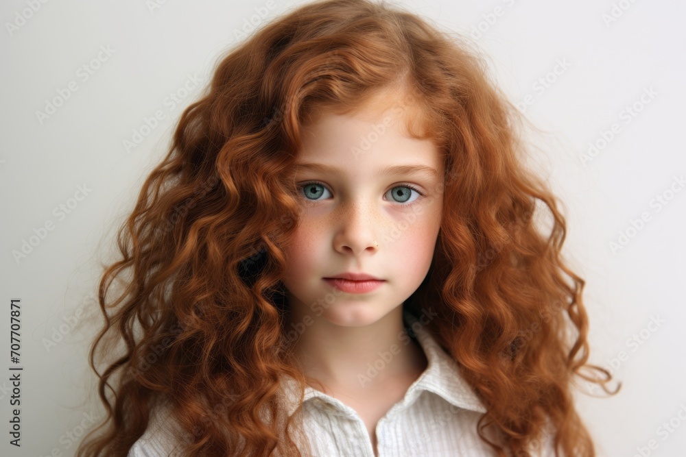 Portrait of a beautiful red-haired girl with long curly hair. Portrait of a beautiful red-haired girl with long curly hair.
