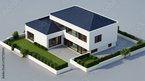 3d rendering of modern cozy house isolated on white background