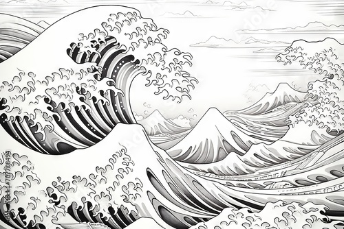Japanese ukiyo-e art of the great wave off kanagawa by hokusai as an adult color Fototapet