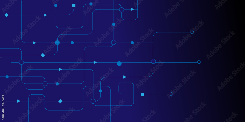 Technology lines and dots connection with triangle. Global networking and communication technology concept background. Big data visualization. 