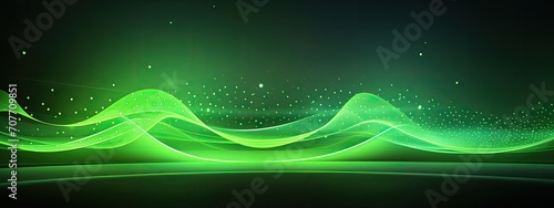 Speed light movement technology hitech modern background. Green abstract dot background, data network futuristic. circle wave line internet. banner, poster, cover template design photo