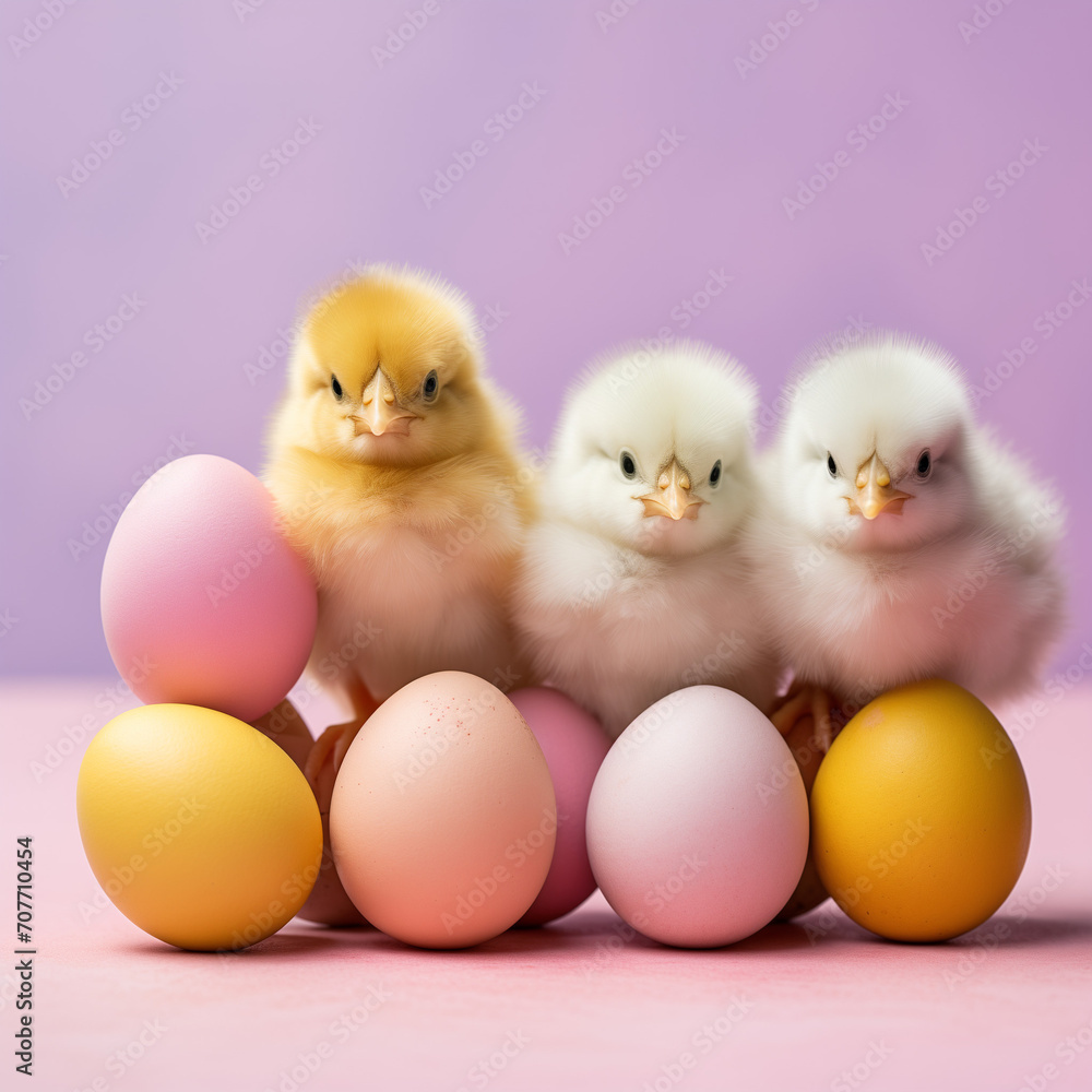 chicken and eggs,pastel color,easter