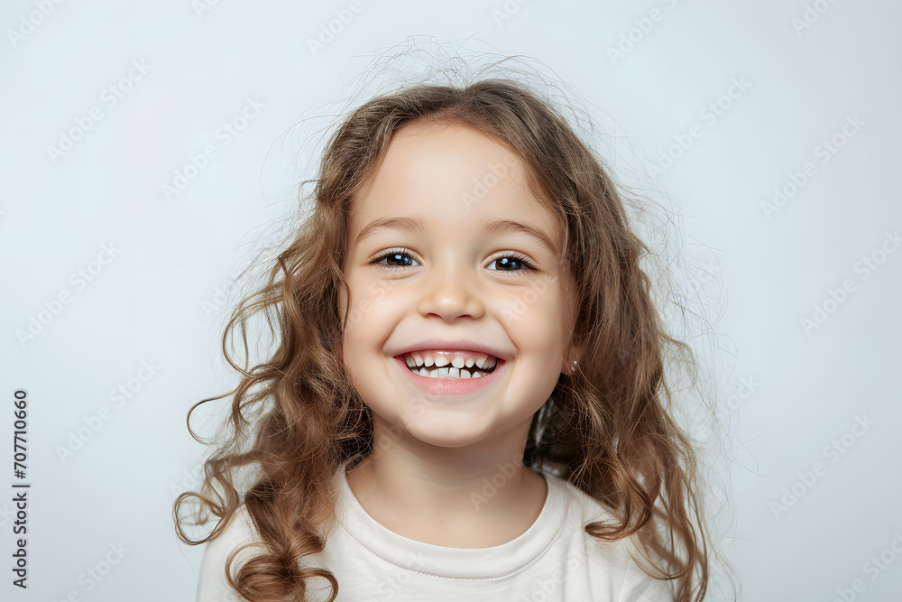 Laughing and smiling Kid girl close up portrait isolated on white background Laughing and smiling Kid girl close up portrait isolated on white background