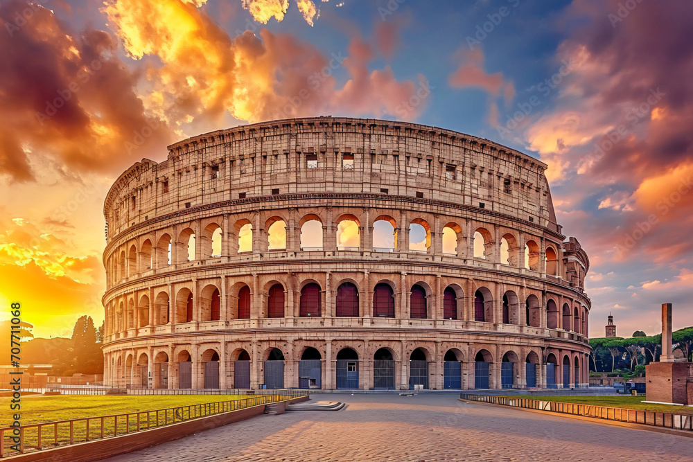 Beautiful image of the famous Roman colosseum