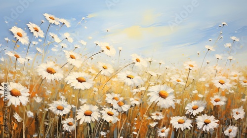 Oil painting daisy flowers: a display of beautiful photos of floral art and nature photo