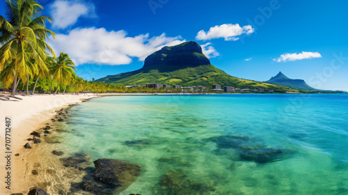 Landscape with Le More beach and mountain at Maurita