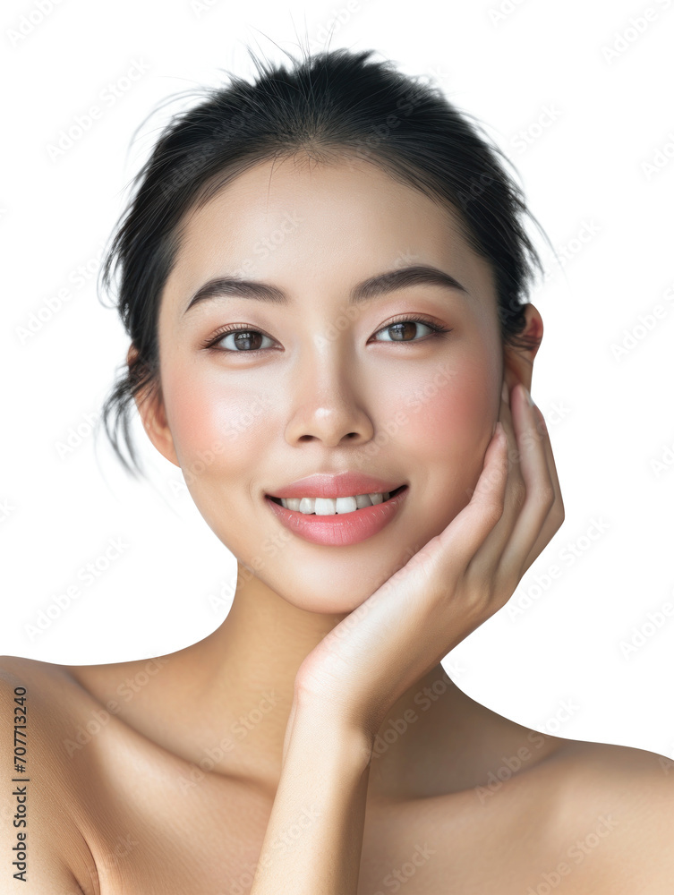 Young Asian beauty woman makeup style with touch her face and perfect skin, Facial treatment, Cosmetology, plastic surgery, isolated on white background, png Young Asian beauty woman makeup style with touch her face and perfect skin, Facial treatment, Cosmetology, plastic surgery, isolated on white background, png