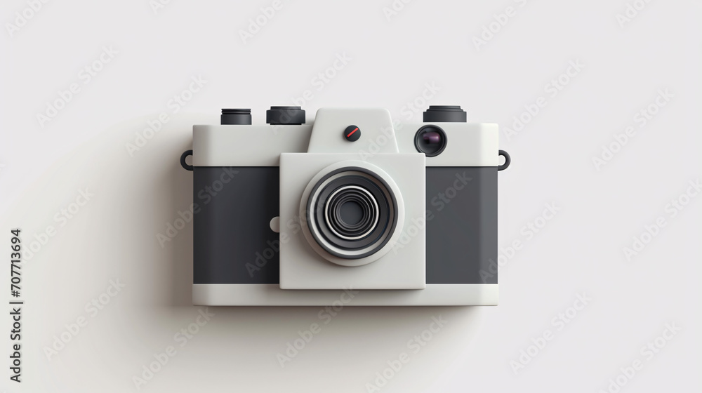 Retro camera isolated on a white background. 3d rendering.