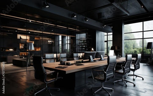 Black office interior © Stormstudio