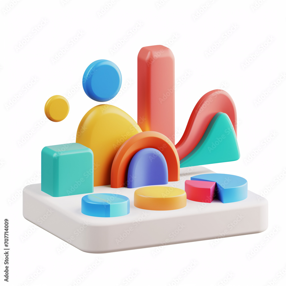3d model of a business graph with people on a white background 3d model of a business graph with people on a white background