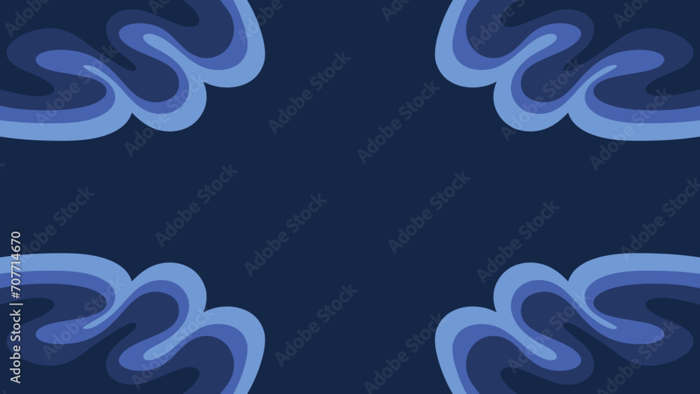 Naklejka premium Blue abstract background with wave frame corner