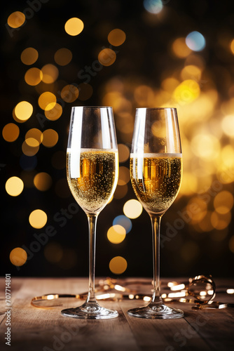 Golden Bubbles  Celebrate the Holidays with Champagne and Glittering Bokeh