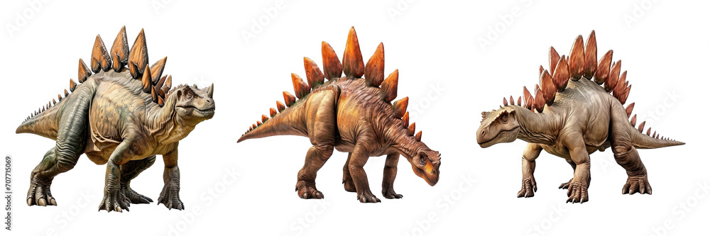 Fototapeta premium Collection of PNG. Stegosaurus isolated on transparent background.