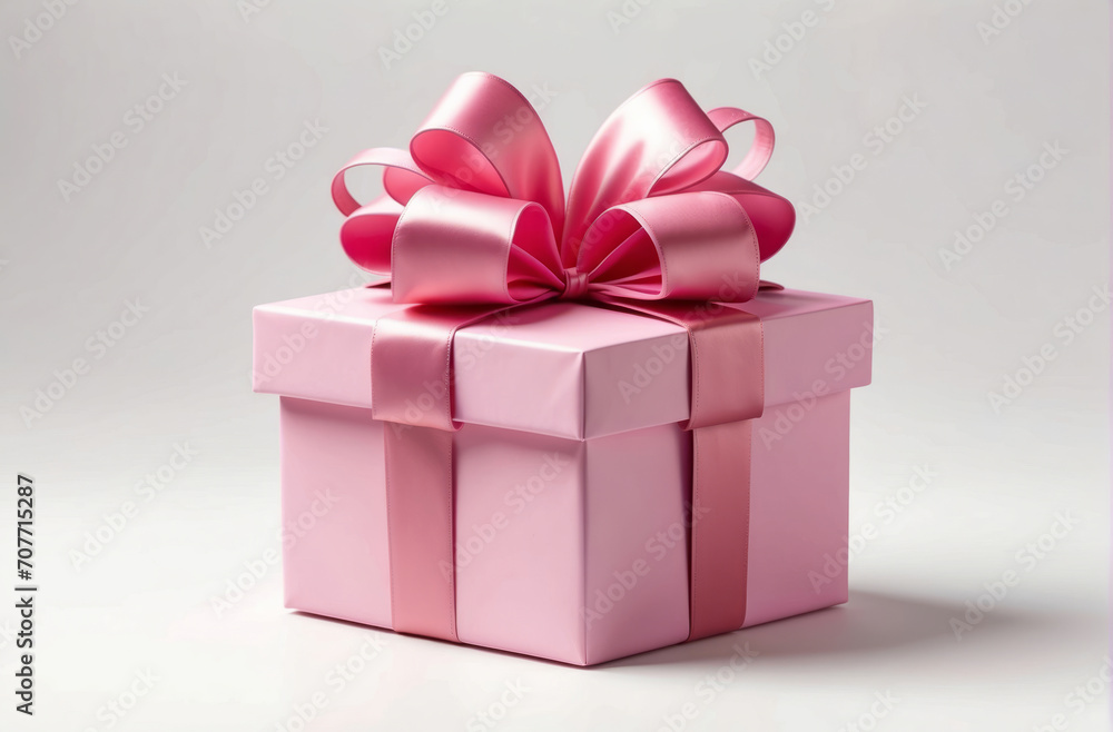 pink gift box with ribbon isolated in white background