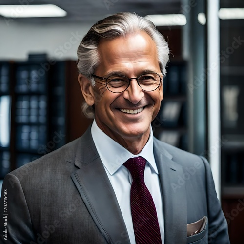 photo headshot of a handsome mature businessman in an office setting © freelanceartist