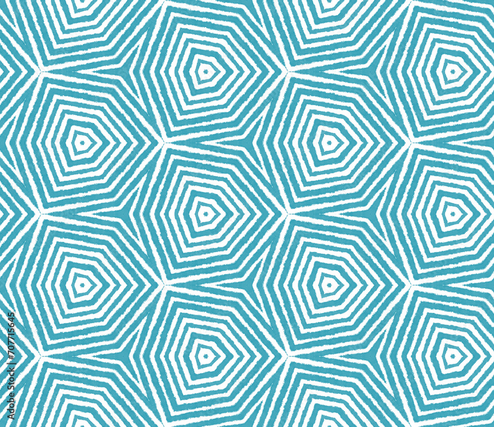 Mosaic seamless pattern. Turquoise symmetrical Mosaic seamless pattern. Turquoise symmetrical