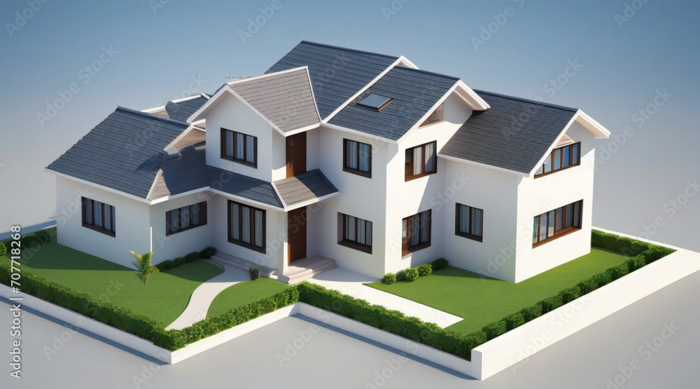 3d rendering of modern cozy house isolated on white background