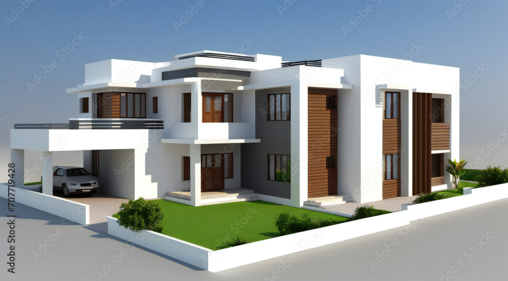 3d rendering of modern cozy house isolated on white background 3d rendering of modern cozy house isolated on white background