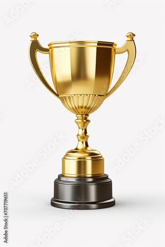 Futuristic Triumph: 3D Rendered Gold Trophy Cup on Free PNG Background - Top-Notch Collection
