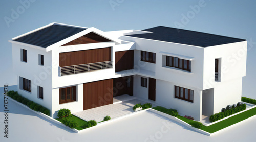 3d rendering of modern cozy house isolated on white background