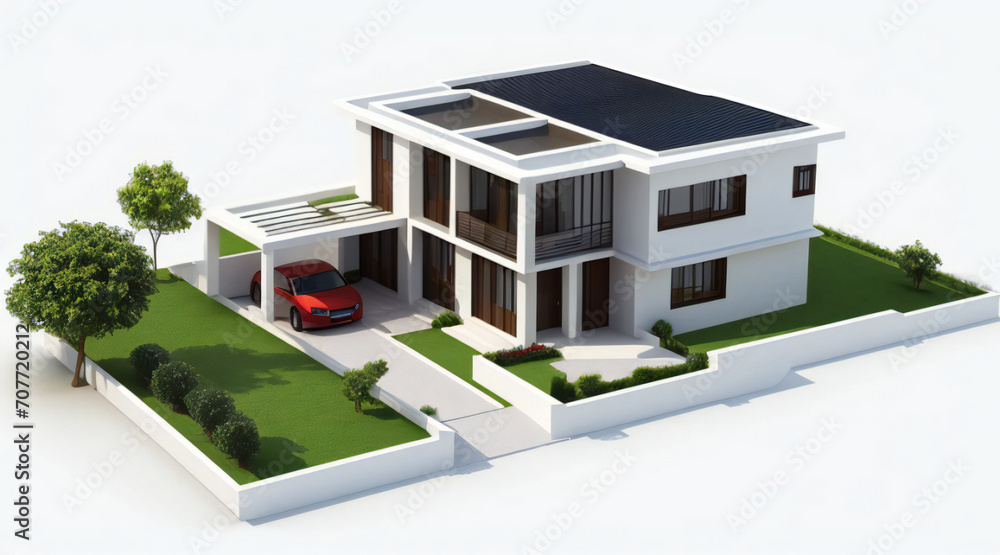 3d rendering of modern cozy house isolated on white background 3d rendering of modern cozy house isolated on white background