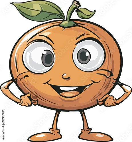 Cute and Funny Orange Fruit Cartoon Vector Icon