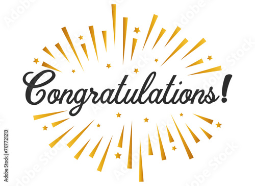 gold firework with congratulations vector design