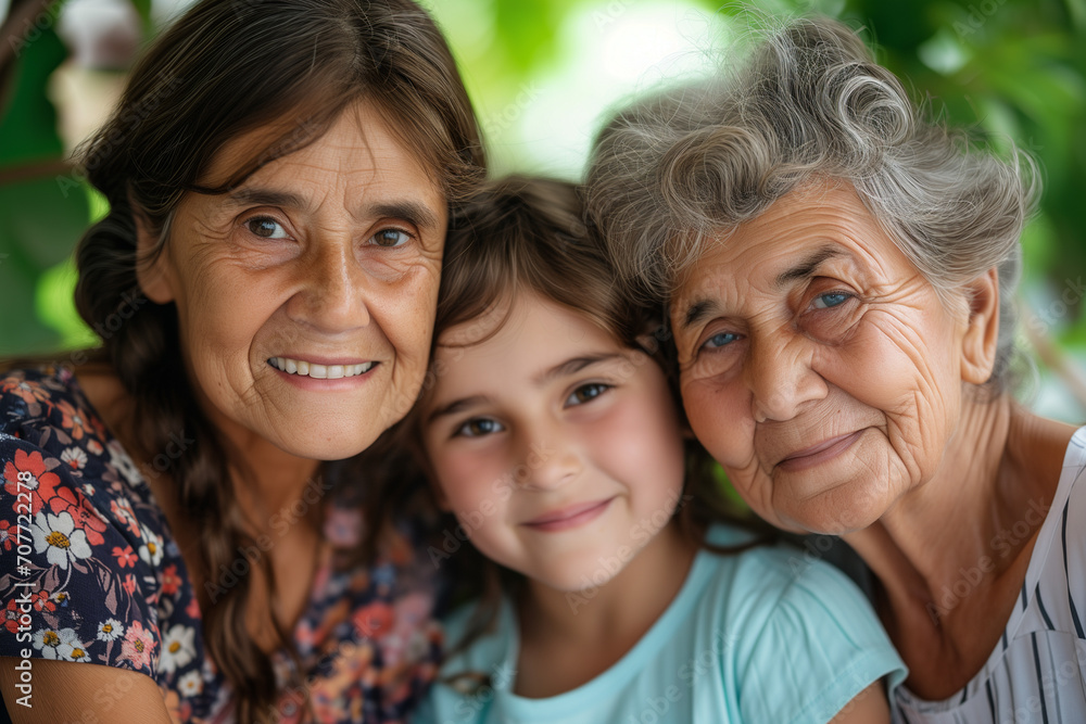 Obraz premium Portrait of smiling grandmother and granddaughter