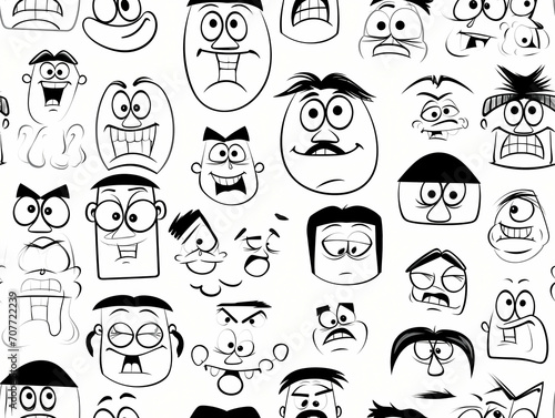 Funny Retro Cartoon Character Faces  A Pattern Of Cartoon Faces
