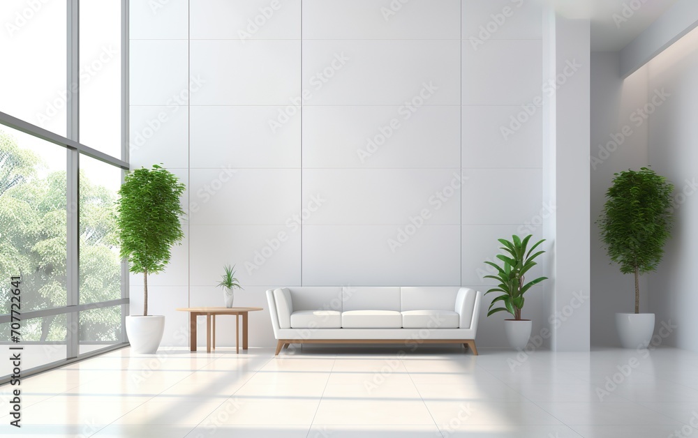 Comfortable office lobby interior with blank white Comfortable office lobby interior with blank white