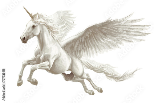Cute Pegasus isolated on white background.
