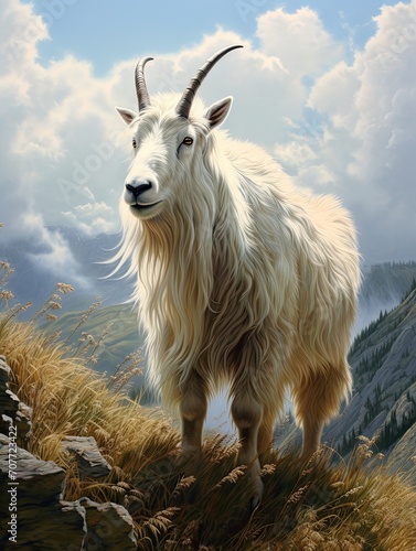 High-Farm Nature: Majestic Mountain Goat in its Ambitious Habitat