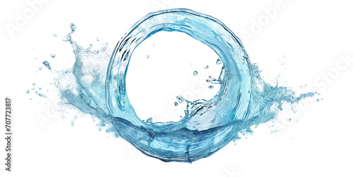 Beautiful water splash in circle shape isolated on white background photo