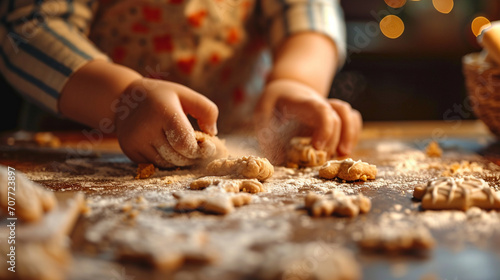 A child makes a cookie. Selective focus. Generative AI,